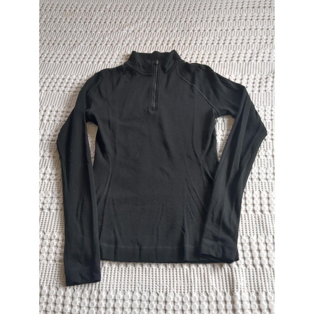Smartwool Women's Classic Thermal Merino Base Layer 1/4 Zip Sz Medium Black